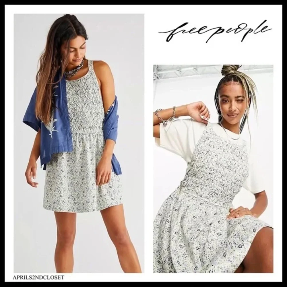 FREE PEOPLE BOHO FLOWY MINI DRESS BOHEMIAN PRINT POCKETS A3C - Picture 6 of 16